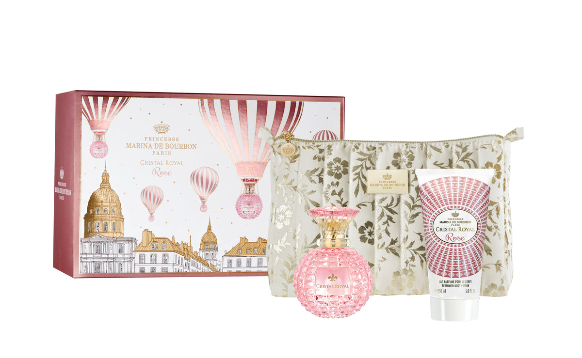 NEW - Coffret Montgolfière CRISTAL ROYAL ROSE