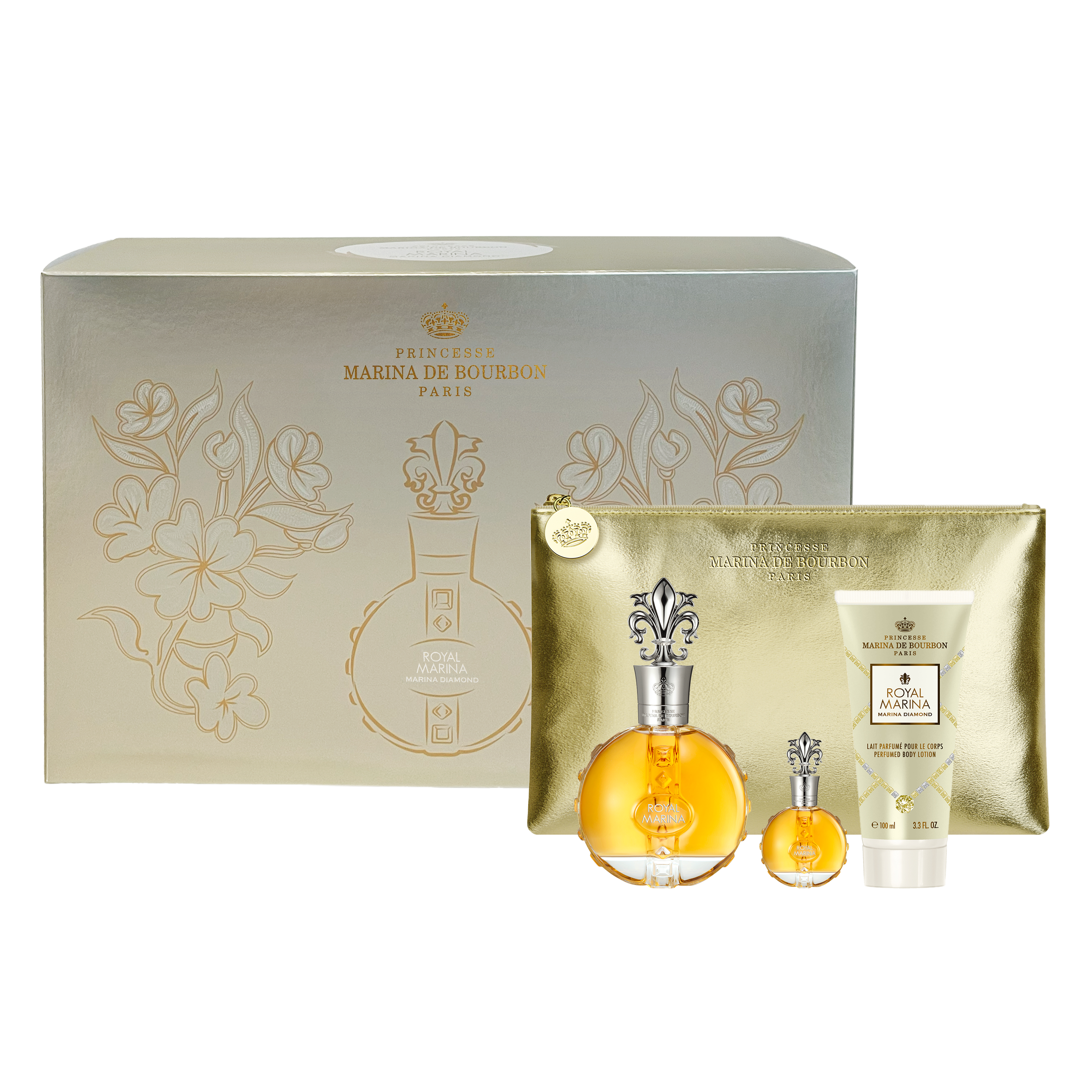 ROYAL MARINA DIAMOND 100ml Gift Set - A pouch and the perfumed body lotion offered