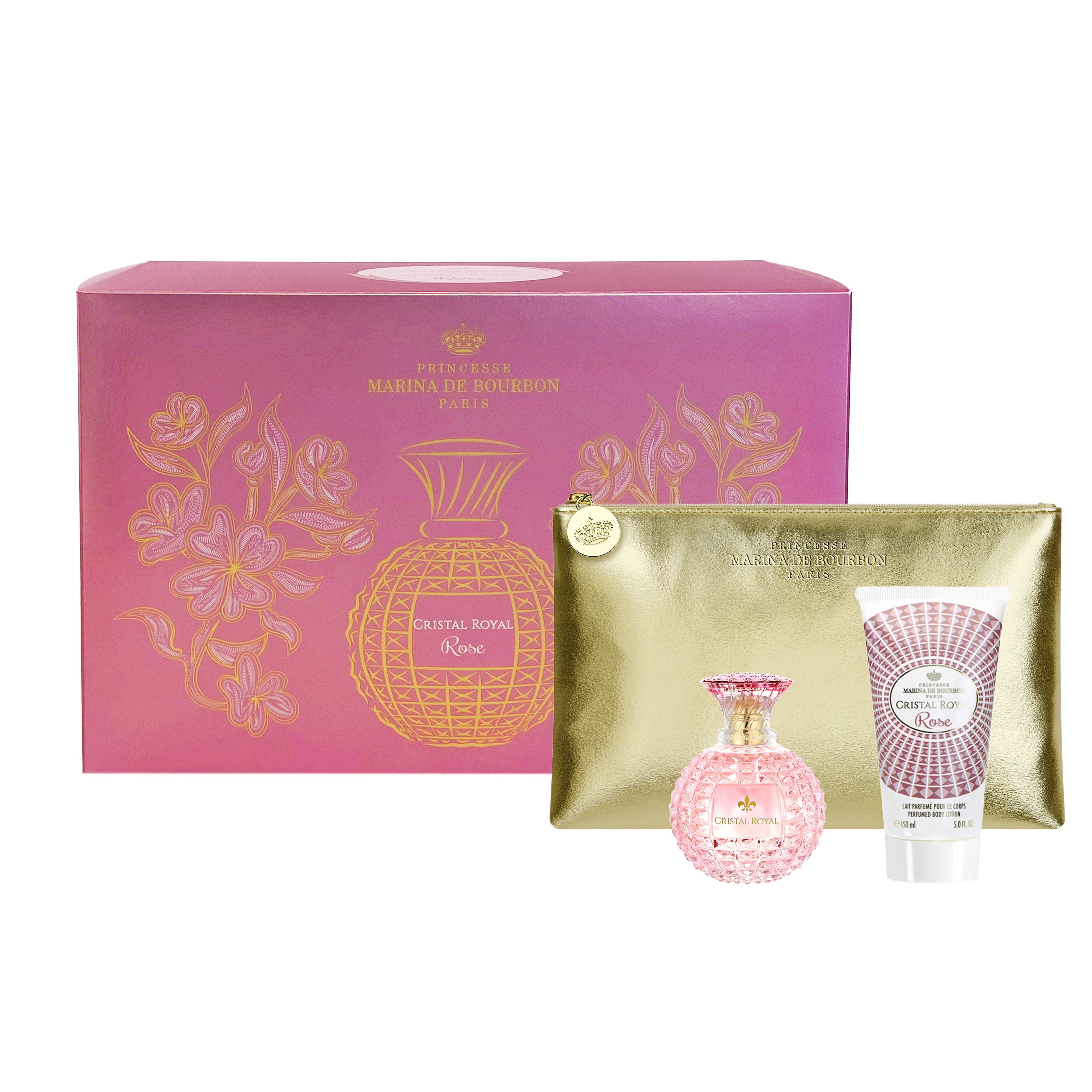 CRISTAL ROYAL ROSE 50ML Gift Set - A pouch and the perfumed body lotion offered