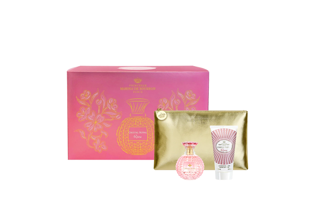 CRISTAL ROYAL ROSE 50ML Gift Set - A pouch and the perfumed body lotion offered
